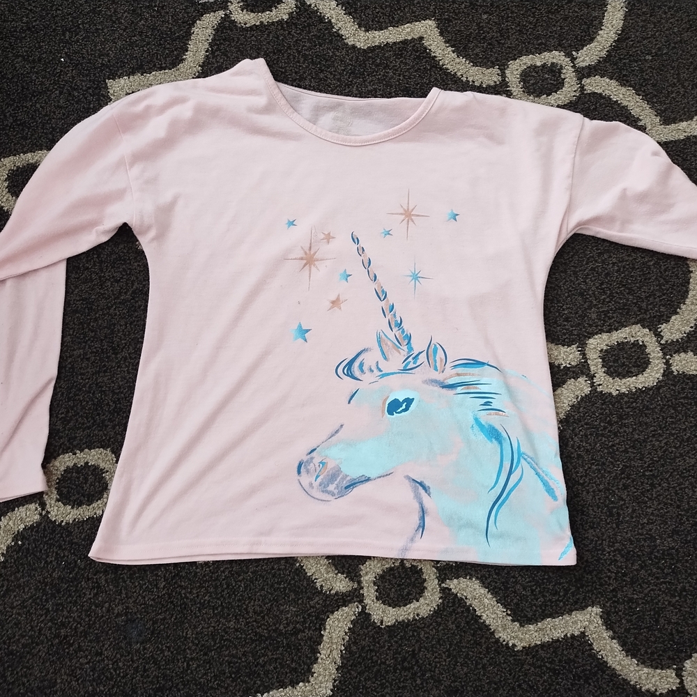Pink and Blue Long Sleeve Artistic Tee
